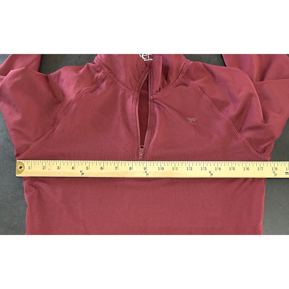 Piper by SMARTPAK Quarter Zip Equestrian Shirt Women M Burgundy Horse Riding Top - Picture 6 of 8